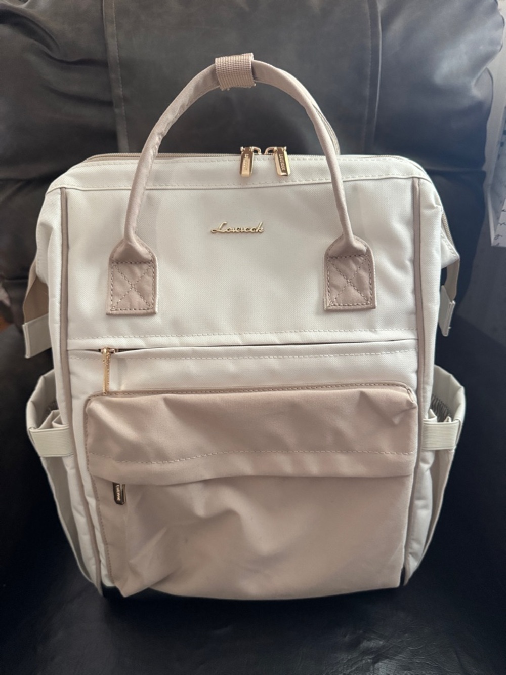 Cream and Beige Women's Backpack Tote